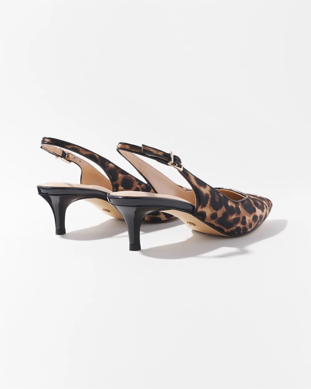 Black/White Sling Back Kitten Heel With Pearl